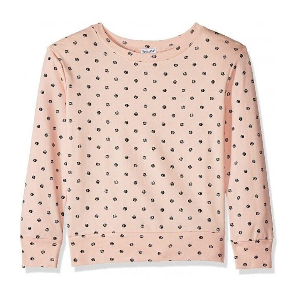 Splendid Girls Long Sleeve Dot Print Sweatshirt in Cloud Pink Size 7-8‎ $38